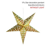 Yeknu Hollow Star Hanging Pendants Ramadan Decoration 2024 for Home Navidad Natal Noel Gifts Christmas Ornaments New Year 2025