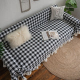 Yeknu Black White Cotton Sofa Cover Blanket Sofa Towel for Living Room Furniture Decor Tapestry Couch Cover for Sofas