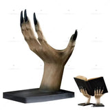 Yeknu Halloween Hand Book Stand Resin Statue Bookshelf Scary Party Tabletop Home Decoration Witch Book Holder Bookcase Bedroom Desk