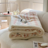 Yeknu Color Striped Cashmere Blanket Light Luxury Simple Multi-function Thickened Home Office Lunch Break Cashmere Blanket