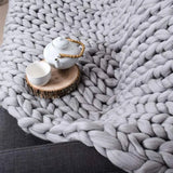 Yeknu Handmade Chunky Knit Blanket Large Thick Wool Bulky Knitting Throw for Bedroom Decor Pet Bed Chair Mat Rug Grey