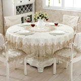 Yeknu European Style Round Tablecloth, Elegant Lace Tablecloth, Dining Table Cloth, Kitchen Table Cover, Decorative Towel