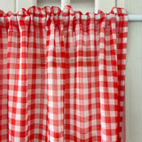 Yeknu Classic Red Plaid Ruffle Short Curtain Sheer For Kitchen Retro Soft Tulle Curtains For Bedroom Small Window Coffee Half-curtain