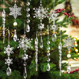 Yeknu 5/10Pcs Acrylic Snowflake Simulation Ice Pendants Xmas Tree Hanging Ornament 2024 Christmas Home Decorations New Year Gift