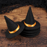 Yeknu 12PcsHalloween Mini Witch Hat Party Decorative Props for Cake Decor Halloween Decoration Toy Felt Cloth Tiny Hats Ornament Cover