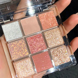 Yeknu Snow Sequin 9-Color Eye Shadow Palette Glitter Snowflake Diamond Pink Eye Shadow Korean Charming Contour Eyes Make Up Palette