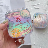 Yeknu Lovely Pocket Mini Contact Lens Case Cartoon Rabbit Box Travel Portable Lens Box Square Box Lens Box Container Clip Rod Lens Box