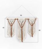 Yeknu Large Macrame Tapestry Hand Made Cotton Rope Tassel Pendant Wall Hanging Tapestry with Wooden Stick Hand-Woven Bohemia Tassel