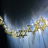 Yeknu 1.65M 10LED Judaism Mogen David Star Lights String Hanukkah Shavuot Jewish the Feast of the Dedication Menorah Party Supplies