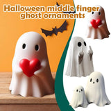 Yeknu Halloween Middle Finger Ghost Decoration Cute Ghost Statue For Home Fireplace Decor Smooth Body Enhance Festive Atmosphere