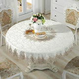 Yeknu European Style Round Tablecloth, Elegant Lace Tablecloth, Dining Table Cloth, Kitchen Table Cover, Decorative Towel