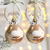 Yeknu 2pcs Elk Christmas Balls Ornaments Xmas Tree Hanging Bauble Pendant  Christmas Decorations for Home New Year Party Navidad