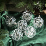 Yeknu 6pcs 6cm Transparent Snow Christmas Balls Pendants for Christmas Tree Decoration Clear Baubles Hanging Ornaments Xmas Navidad