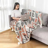 Yeknu Bohemian Knitted Blankets Plush Throw Sofa Bed Blankets Office Nap Blanket Outdoor Camping Picnic Mat