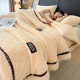 Yeknu New Half Sides Fleece Autumn Winter Blanket Soft Fluffy Maternal and Child Grade Bed Blankets Warm Breathable Sofa Cover Blanket