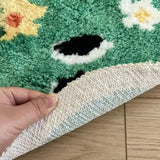 Yeknu Cartoon Shrub Grass Tufted Carpet Living Room Bedroom Ins Girl Bedside Mat Shaped Bathroom Absorbent Non-slip Foot Mat