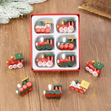 Yeknu Wooden Train Pendants Christmas Tree Mini Hanging Doll Ornaments Decoration for Home 2024 Navidad Noel Xmas New Year 2025 Gifts