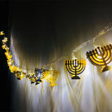 Yeknu 1.65M 10LED Judaism Mogen David Star Lights String Hanukkah Shavuot Jewish the Feast of the Dedication Menorah Party Supplies