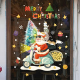 Yeknu Christmas Window Stickers Santa Claus Xmas Tree Cartoon Glass Decal Merry Christmas New Year Holiday Decorations for Home