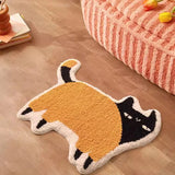 Yeknu Kawaii Tufting Cat Bathroom Mat Soft Cartoon Kids Room Pad Living Area Carpet Anti-slip Hallway Rug Home Nursery Decor 53x70cm