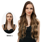 Yeknu - Synthetic wig Wave Invisible Clip in Hair Extensions Fish Line Ombre Natural Black Blonde Pink One Piece Hairpiece Fake Hair Piece