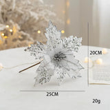 Yeknu 1PC Christmas Gold Silver Imitation Flower Xmas Tree Sequins Artificial Flowers DIY Ornaments for Festival Party New Year Decor