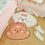 Yeknu Cute Plush Bedroom Rug IG Fashion Girly Living Room Rugs Modern Cartoon Minimalist Cute Carpet Floor Mat Kawaii IG Home Decorate