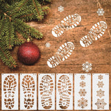 Yeknu 6pcs Christmas Footprint Snowflake Stencil Santa Claus Footprint Painting Template Scrapbook Coloring Embossing Album Xmas Decor