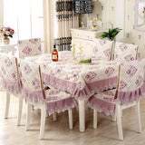 Yeknu Lace Flower Table Skirt with Jacquard Pattern Rectangle Table Cloth Anti-skid Double Vertical Edge Hous Dining Table Clothes