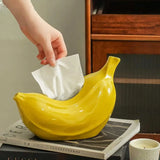 Yeknu Ceramic Banana Tissue Box Creative Tissue Case Restaurant Bedroom Tissue Box Holder Wet Tissue Case Napkin Holder Decoraction