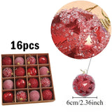 Yeknu 16pcs/box 6CM Christmas Ball Ornaments Champagne Gold Red Glitter Foam Ball Crafts for Xmas Tree Hanging Pendant Gift Navidad