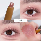 Yeknu Double Ended Silky Matte Eye Shadow Stick Rose Brown Glitter Nude Eyeshadow Pen With Eye Shadow Halo Dye Brush 2 in 1