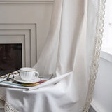 Yeknu Cotton Linen American Style White Curtain Blackout Thick with Sun Lace Drape for The Luxury Living Room Curtains Home Decoretion