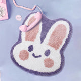 Yeknu Cartoon Rabbit Ins Wind Flocking Doorway Carpet Irregular Non-slip Absorbent Dirt Resistant Foot Mat Bedroom Bedside Mat