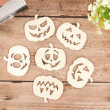 Yeknu 6Pcs Wooden Pumpkin Hanging Crafts Carton Funny Face Ornament For Halloween Party Home Decorations Kids DIY Painting Gifts