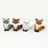 Yeknu Mini Plush Simulation Fox Squatting Fox Model Home Decoration Crafts Static Stuffed Plush Fox Doll Animal Figurine Party Gifts