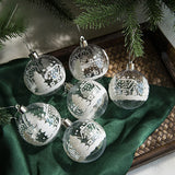 Yeknu 6pcs 6cm Transparent Snow Christmas Balls Pendants for Christmas Tree Decoration Clear Baubles Hanging Ornaments Xmas Navidad