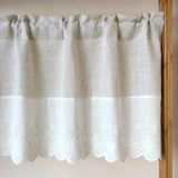 Yeknu Beige Splicing Short Curtains Valance For Kitchen Cafe Barrier Natural Linen Blended Semi-translucent Small Half Curtain Voile