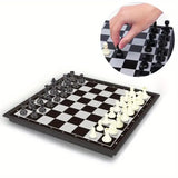 Yeknu 1 Box Of Foldable Magnetic International Chess Set With Plastic Chessboard Board Game , Ideal Tabletop Game For Family Gathering