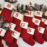 Yeknu Christmas Socks Knitting Snowflake Letter Stocking Christmas Decoration For Home 2024 Xmas Tree Ornament Gift Navidad Natal 2024