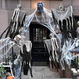 Yeknu 1Set Halloween Decorative Hanging Ghost Skull Skeleton Gauze Haunted Home Party Horror Props Hanger House Yard Party Hanging