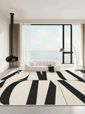 Yeknu Modern Minimalist Living Room Large Area Carpets Black White Bedroom Bedside Carpet Irregular Geometric Pattern Rugs IG Alfombra