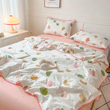 Yeknu Summer Quilt Cotton Floral French Style Double  Air-conditioned Quilt, Double-layer Summer Blanket Comforter Duvet   이불