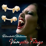 Yeknu Retractable Vampire Teeth Dentures Fangs Halloween Cosplay Vampire Fangs Dentures Zombie Teeth Prop Halloween Party Decoration