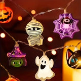 Yeknu Halloween Party LED String Lights Pumpkin Ghost Spider Web Hanging Lamp For Halloween Home Indoor Outdoor Decoration Props 2024