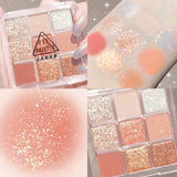 Yeknu Snow Sequin 9-Color Eye Shadow Palette Glitter Snowflake Diamond Pink Eye Shadow Korean Charming Contour Eyes Make Up Palette