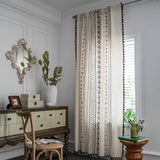 Yeknu Bohemia Cotton Linen Geometric Print with Tassel Window Curtain Semi-shading Drapes for Living Room Bedroom Kitchen Door Drapes