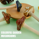 Yeknu 4Pcs Garden Mushrooms Decorations Ceramics Fairy Mushroom Ornaments Realistic Mushroom Sculpture Non-Fading Toadstool