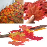 Yeknu 100/200Pcs Artificial Silk Maple Leaf Autumn Fake Leaves Garland Maple Leaves Vine Thanksgiving Halloween Wedding Party Decor