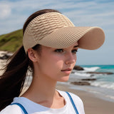 Yeknu 1pc Women Anti-UV Sun Hats Breathable Adjustable Empty Top Visor Caps for Tennis Golf Running Travel Beach Sport Outdoor Hat